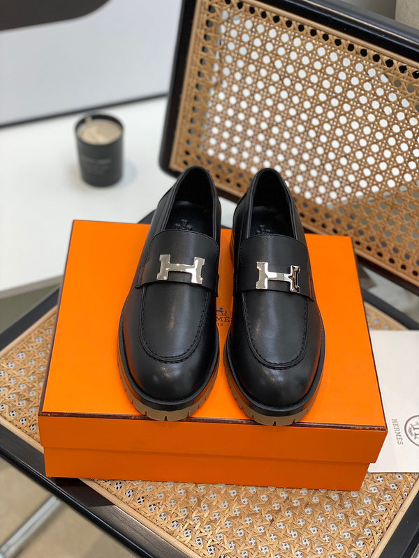 Hermès Burgundy Block Heel Pumps - Lifestyle Styling Shot