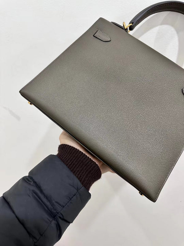 Side view of contemporary structured handbag