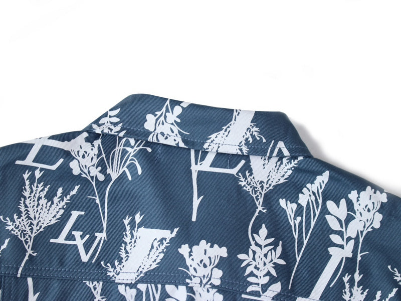 Front view of Louis Vuitton luxury clothing with signature branding