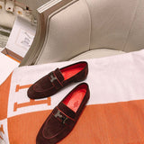 Hermès Grey Bow-Detail Flats - Back View