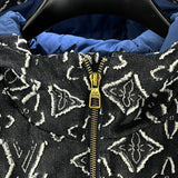 Close-up detail shot of Louis Vuitton luxury clothing with contemporary cut
