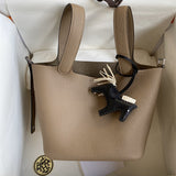 Side view of sophisticated structured handbag