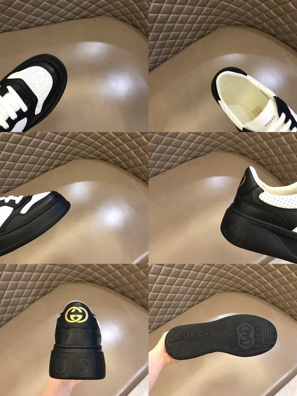Side profile of Gucci two-tone sneakers breathable knit upper