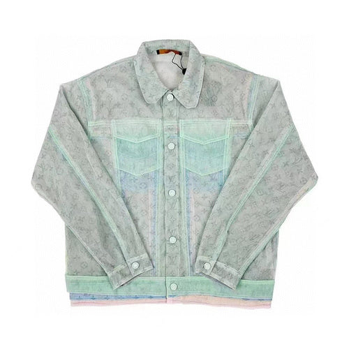 Back view of Louis Vuitton luxury clothing with signature branding