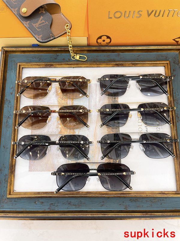 Close-up detail view of Louis Vuitton unisex sunglasses