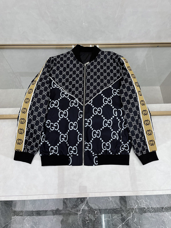Front view of Gucci luxury clothing with logo-detail design