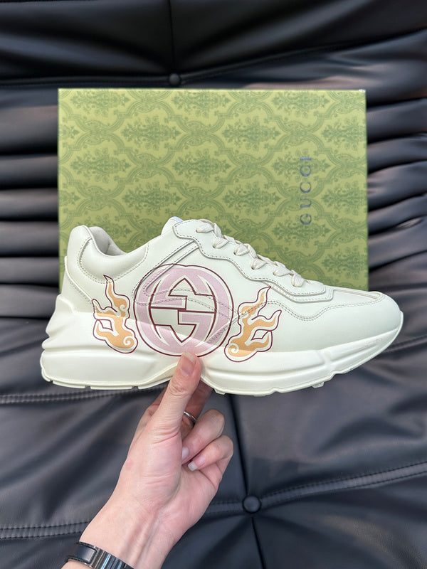 Gucci Designer sneakers in crisp white cushioned comfort fit front view