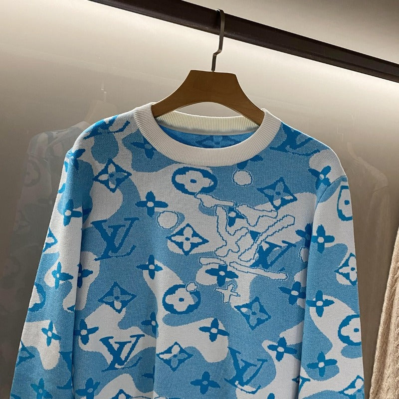 Close-up detail shot of Louis Vuitton luxury clothing with contemporary cut