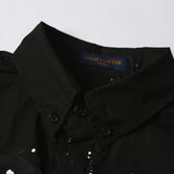 Back view of Louis Vuitton luxury clothing with monogram-inspired silhouette