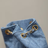 Chanel 25 Denim Backpack detail shot – authentic designer craftsmanship
