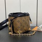  Understated crossbody bag carried on shoulder