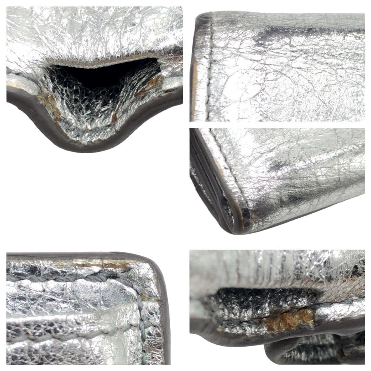 Balenciaga authentic luxury wallet Silver leather craftsmanship