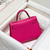 Side view of sophisticated structured handbag