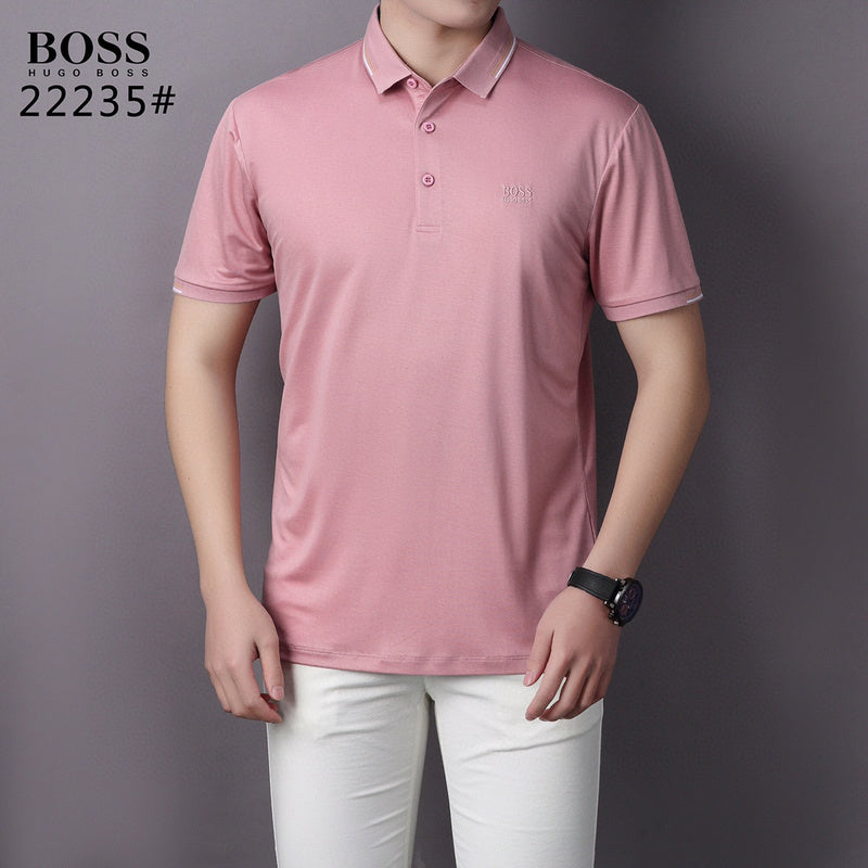 Side profile of Polo cotton polo shirt with logo-detail design
