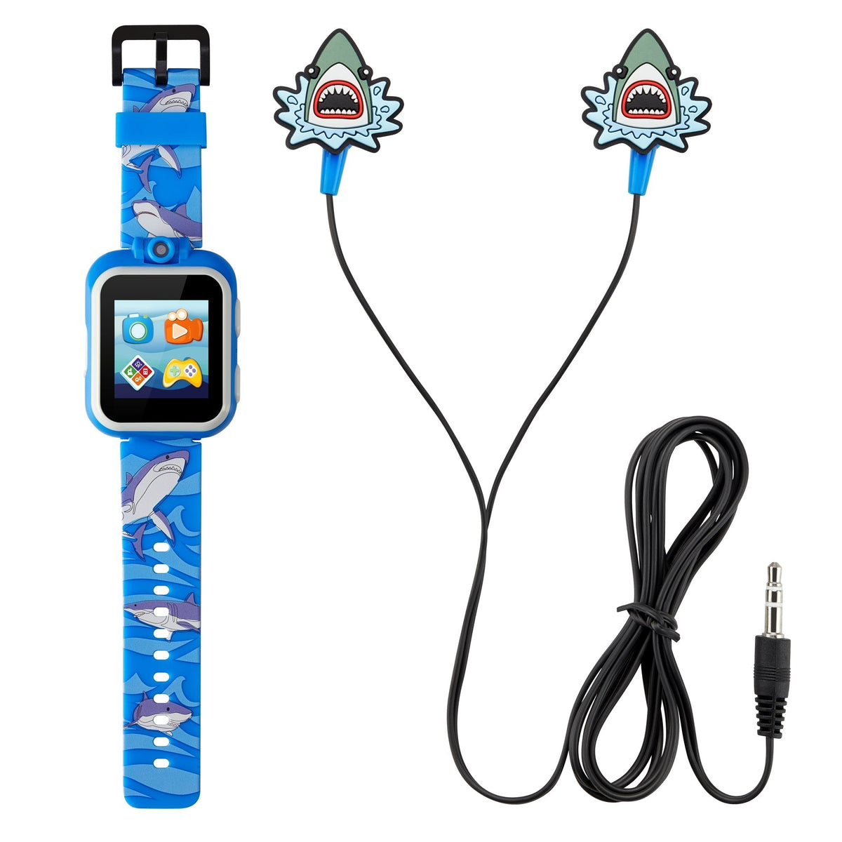 Close-up detail view of Playzoom Kids Smartwatch unisex blue watch