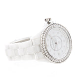 Side view of Chanel unisex white watch