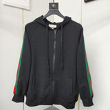 Back view of Gucci luxury clothing with label-forward styling