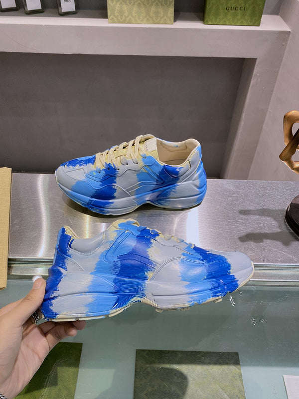 Gucci two-tone luxury sneakers view 6 breathable knit upper
