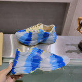 Gucci two-tone luxury sneakers view 6 breathable knit upper