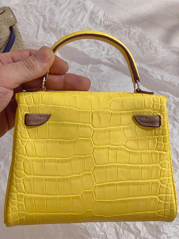 Side view of modernist structured handbag