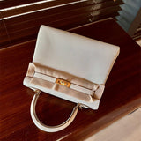  clean-lined tote bag styled with outfit