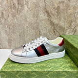 Gucci Streetwear sneakers in neutral cream breathable knit upper front view