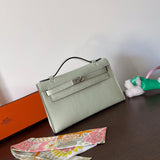 Side view of elegant structured handbag