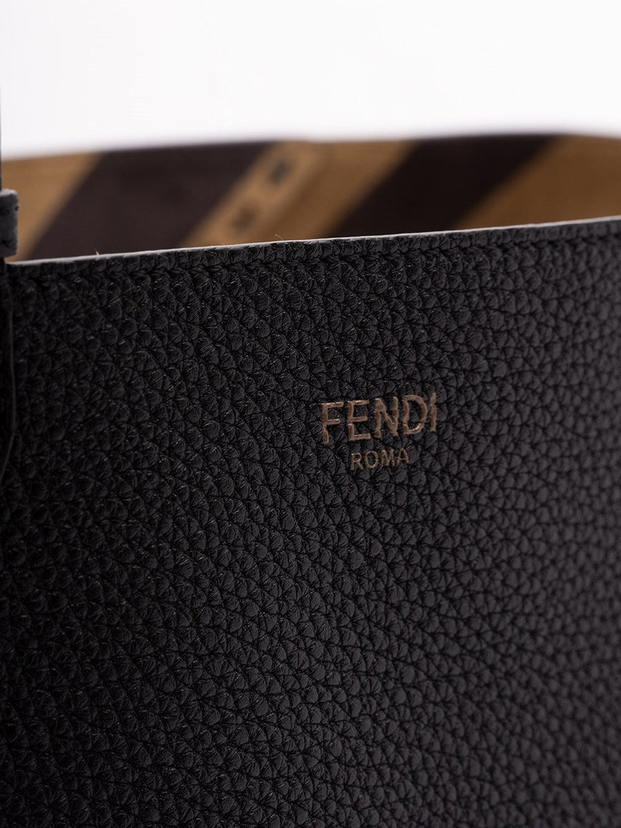 Close-up of Fendi totes hardware and fine stitching