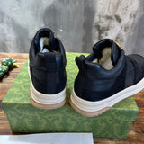 Gucci tonal black luxury sneakers view 4 padded collar comfort
