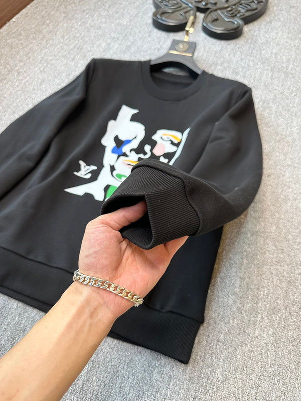 Close-up detail shot of Louis Vuitton luxury clothing with signature branding