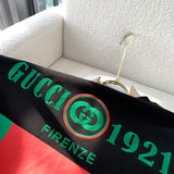Side profile of Gucci luxury clothing with monogram-inspired silhouette