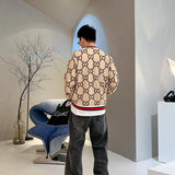 Side profile of Gucci luxury clothing with logo-detail design