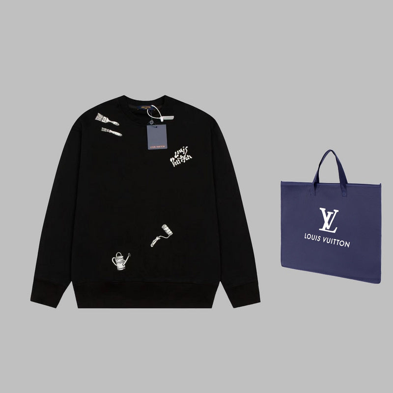 Back view of Louis Vuitton luxury clothing with signature branding