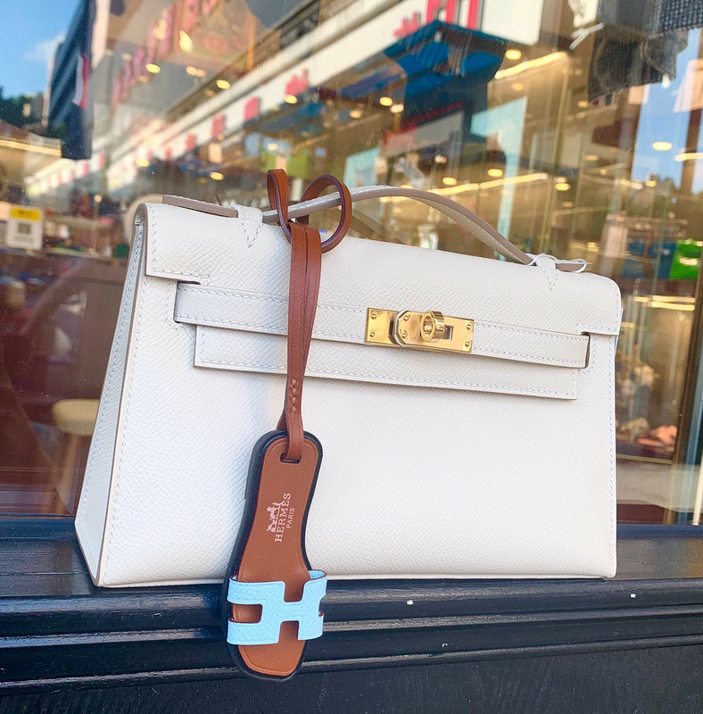 Side view of modern structured handbag