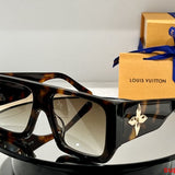 Close-up detail view of Louis Vuitton unisex sunglasses