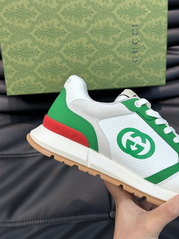 Gucci muted earth tones luxury sneakers view 7 retro runner design