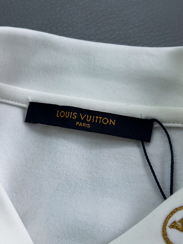 Back view of Louis Vuitton luxury clothing with everyday silhouette