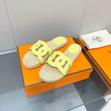 Hermès Grey Crisscross Strap Sandals - Full Silhouette View