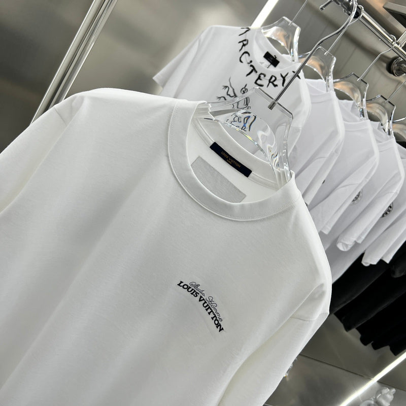 Close-up detail shot of Louis Vuitton cotton t-shirt with relaxed-fit cut