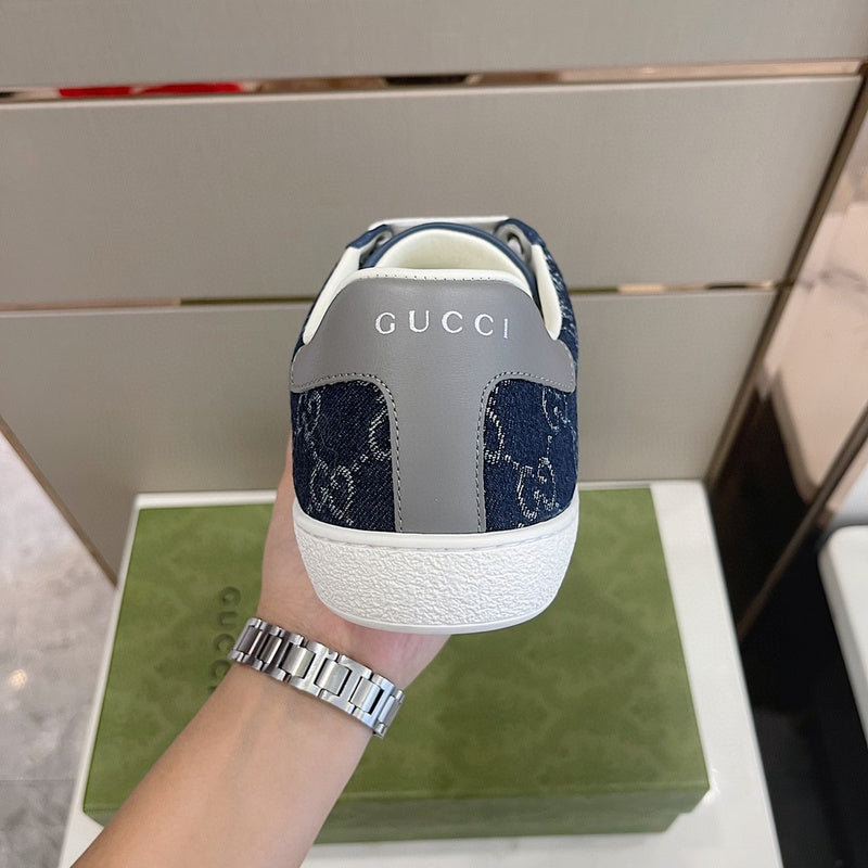 Gucci clean off-white luxury sneakers view 5 bold athletic profile