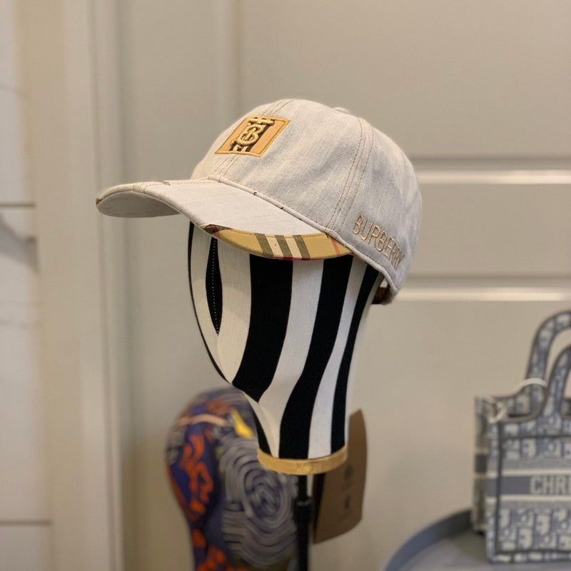 Close-up detail view of Burberry unisex cap