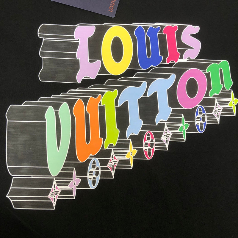 Flat lay presentation of Louis Vuitton cotton t-shirt with label-forward styling