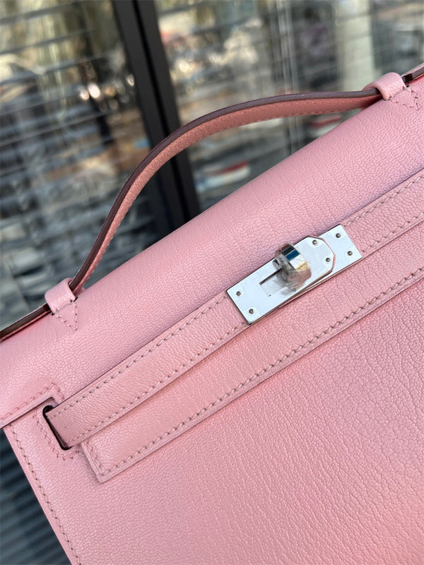 Side view of modernist structured handbag