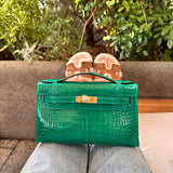 Side view of effortless structured handbag