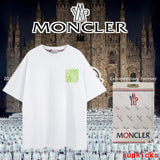 Front view of Moncler luxury clothing with monogram-inspired silhouette
