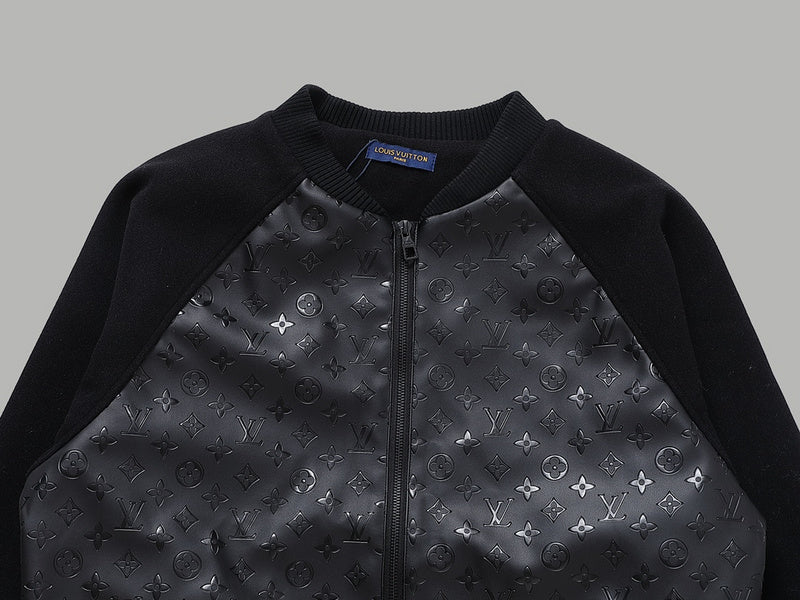 Full styled look of Louis Vuitton luxury clothing with signature branding