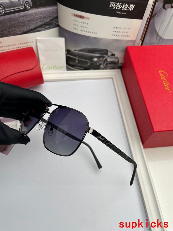 Close-up detail view of Cartier unisex sunglasses