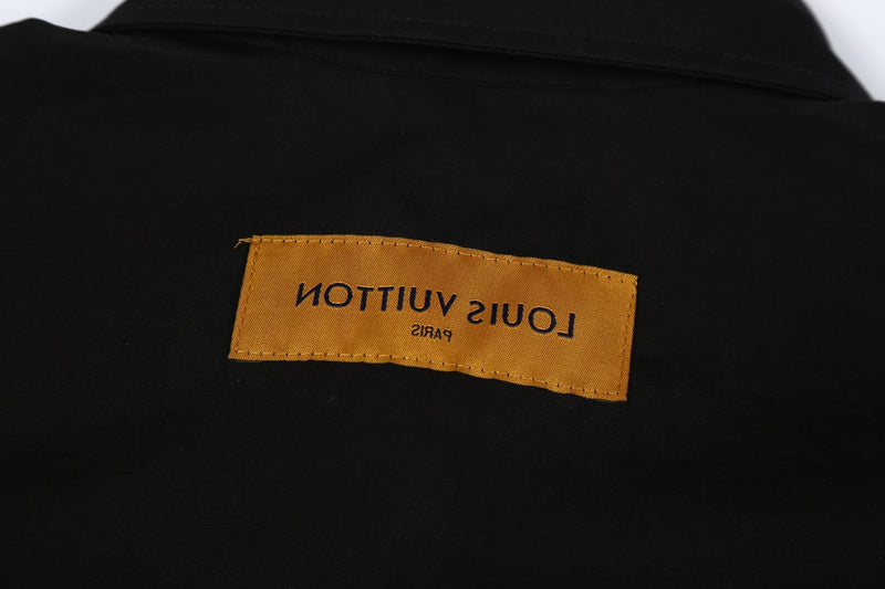 Side profile of Louis Vuitton luxury clothing with monogram-inspired silhouette