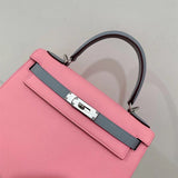 Side view of minimalist structured handbag