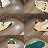 Side profile of Gucci soft grey sneakers bold athletic profile
